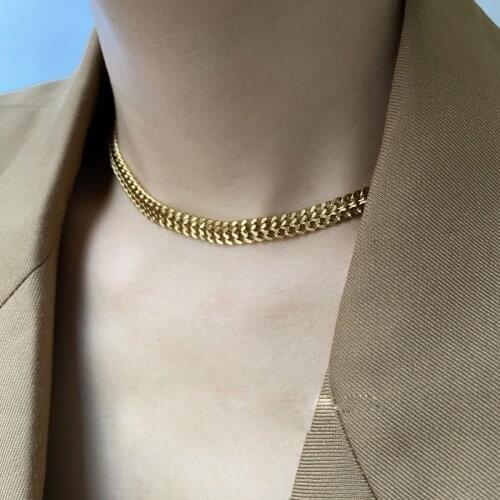 316L Stainless Steel Fashion Flat Choker Necklace For Women Elegant Simple Necklace Jewelry 2021