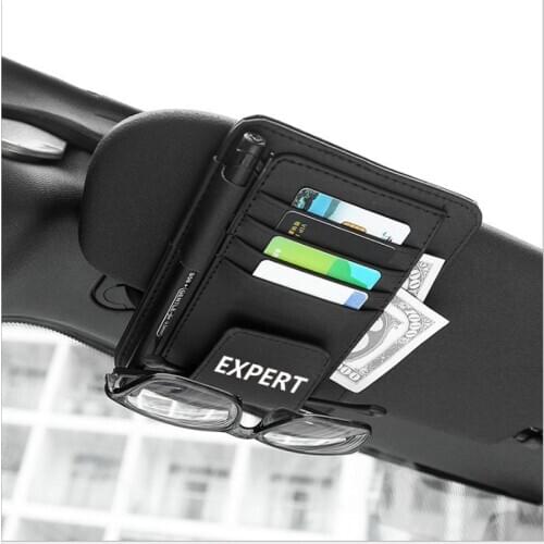 Sun Visor Multifunction PU Leather Car Card Package Holder Glasses Holder Pen Organizer Auto Accessories for Peugeot Expert