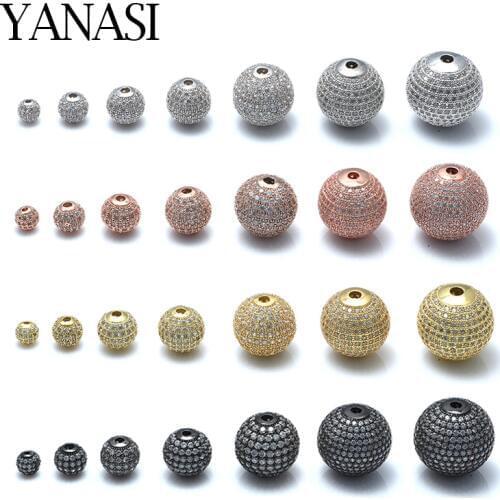 6mm/8mm/10mm Round Spacer Beads for DIY Jewelry Findings Copper Cubic Zirconia Ball Beads For Making Jewelry