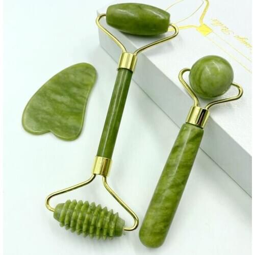 Natural Jade Beauty Container Double-Head Roller Jade Roller Facial Massage Beauty Container Facial Roller Facial Massage