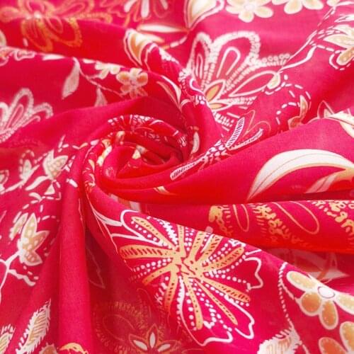 New Silk Safflower Printing Silk Cotton Fabric 55% Mulberry Silk 45% Cotton