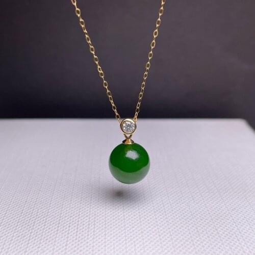 SHILOVEM 18k yellow gold Natural green Jasper pendants no necklace classic fine Jewelry women gift new 10*10mm mymz10105514by