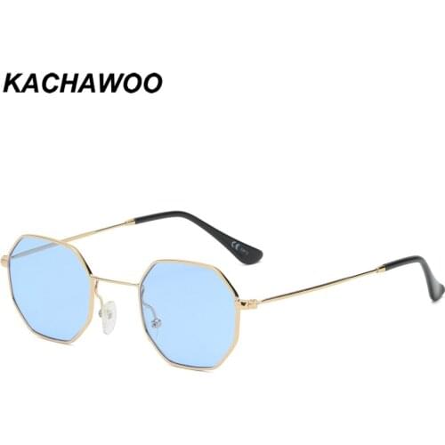 Kachawoo small frame retro sunglasses men metal octagonal sun glasses for women popular blue pink yellow drop-shipping