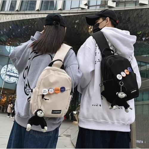 Shoulder Bag Chest Bag Nylon Cloth Bag Waterproof Animal Pendant Black Mens Shoulder Bag Messenger Bag 2021 NEW