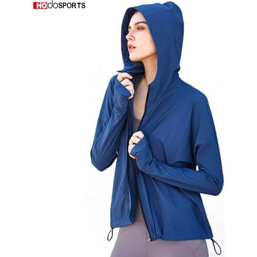 Yoga Top Womens Coats Hooded Long Sleeve Sweatshirt Loose Zipper Running Gym Jacket Drawstring Yoga Sports Coat Windbreaker