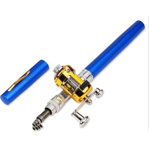 Outdoor Portable Pocket Telescopic Mini Pole Pen Shape Folded River Lake Fishing Rod With Reel Wheel