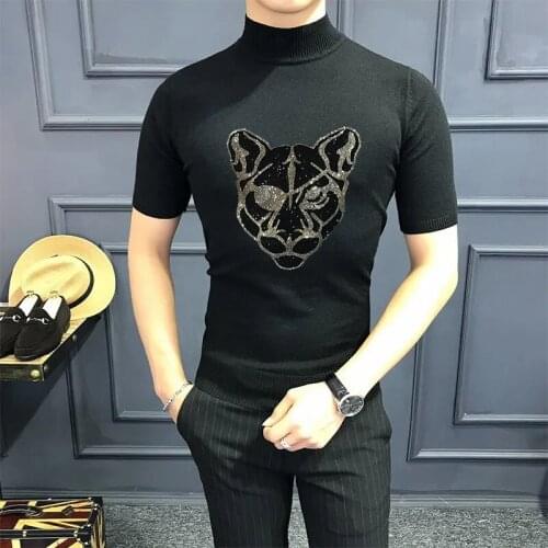 Spring T-Shirt Sweater Comfortable Wool Casual Fashion Skull Hot Drill Summer Knitted Crop Heavy Craft Kniwear Large Size 4XL