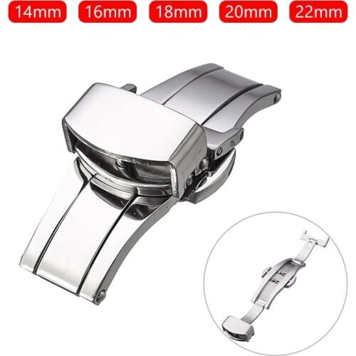 14/16/18/20/22mm Watch Fold Buckle Double Click Butterfly Watchband Push Clasp Button Deployment Clasp Buckles Watch Accessories