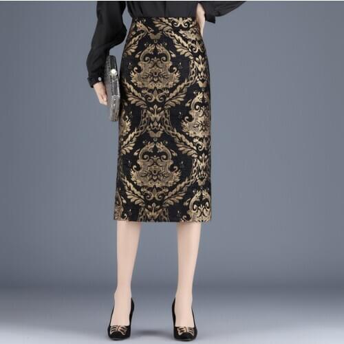 European Style Wrap Long Skirts Womens 2020 New Spring Autumn High Waist Embroidery Slim Fit Bodycon Skirt