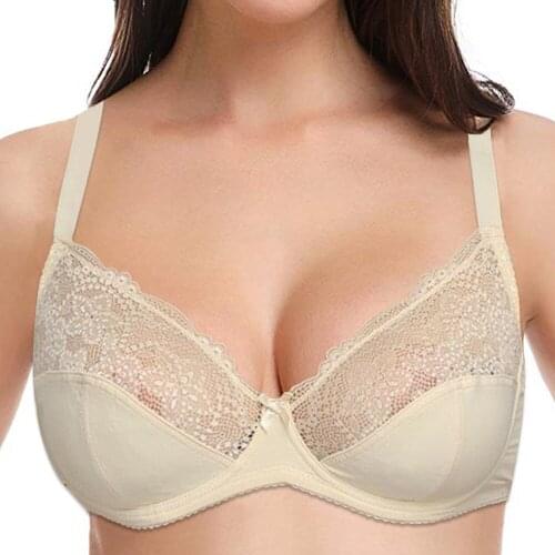 Womens Lace Bralette Bras Underwired Seamless Underwear Sexy Lingerie Large Cup Brassiere