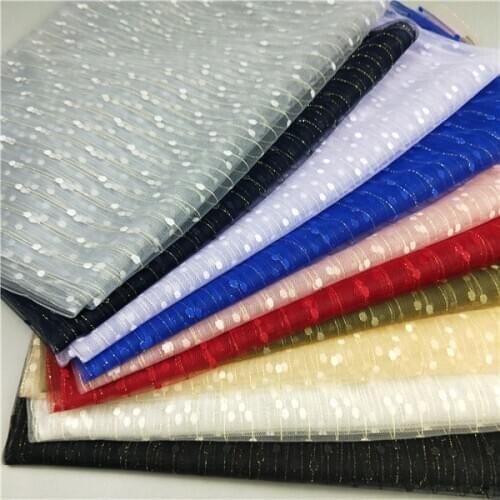 Gold silk stripes perspective soft mesh fabric handmade DIY dress wedding dress fashion design creative fabric