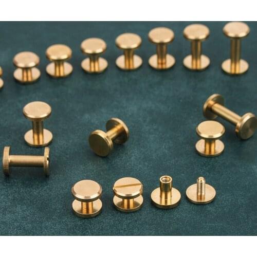 10pcs Leather Craft Brass Screwback Round Head Ball Post Studs Nail Rivets Leather Craft Hardware Accessories