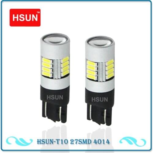 HSUN 2pcs T10 LED Canbus LED Bulb, 27SMD Error Free 194 Led Instrument Light Bulb white red, W5W LED Canbus Bulb car-styling