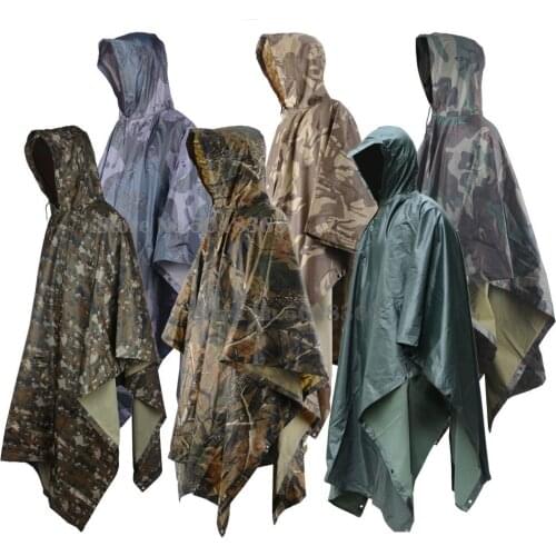 3 in 1 Sun Shelter Poncho Waterproof Camouflage Rain Coat Outdoor Camo Shelter Rain Gear For Hunting Camping Fishing