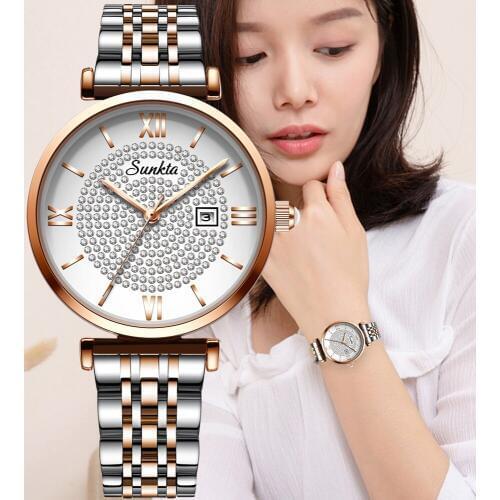 SUNKTA New Watch Ladies Support Cash On Delivery Fashion Watches Ladies Waterproof Watch Women Quartz Wristwatch Gift Bracelet