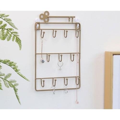 Home Accessories Wall Mounted Key Hook Three Layer Wrought Iron Storage Bracket For Storing Coats Hats Towels Home Decoration