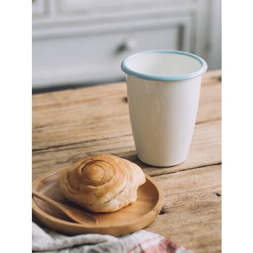 Blue edged porcelain enameled drinkware simple household mouthwash cup drinking coffee teacup office water cup