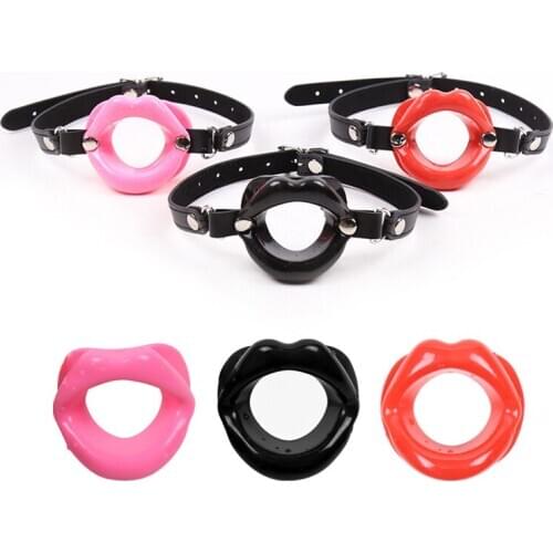 Restraints BDSM Fetish Leather Rubber Lips O Ring Open Mouth Gag Bondage Erotic Toy Oral Sex Adult Sex Toys for Women Couple Men