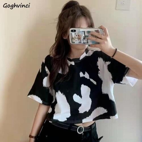 T-Shirts Women Loose Summer Female Tops Patchwork Casual O-Neck Vintage Harajuku Mujer Ladies Fashion Girls Ulzzang Streetwear