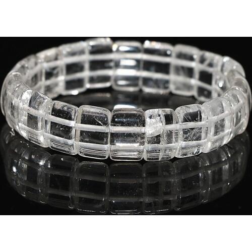 Hot Sale Natural White Jades Crystal Chalcedony Stone Rectangle Beads 9*15mm Manual Bracelet Women Elegant Jewelry 7.5inch B1684