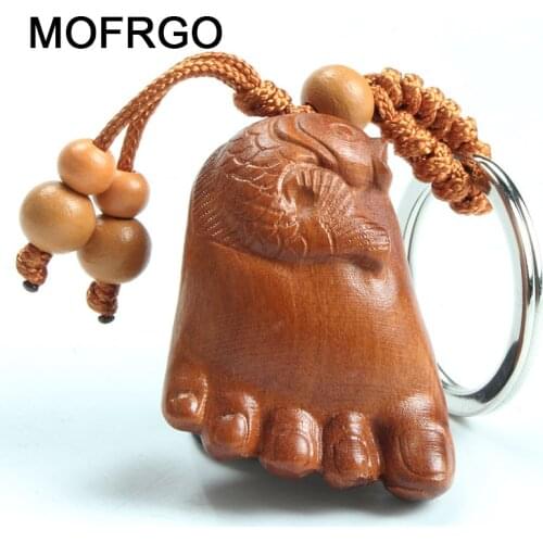 Fortune Carved Ebony Key Chain Car/Bag/Purse Keychain Amulet Pendant Wooden Accessory Llaveros Porte Clef All The Best