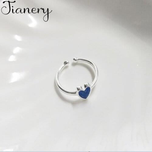 JIANERY Bohemian Vintage Blue Heart Rings For Women Men Engagement Rings Girls Party Gifts Anillos 2019