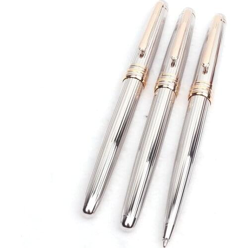 Quality Metal Roller Ball Pen Vertical texture Pattern Ballpoint Fountain Pens for Writing Office School Supplies Gift