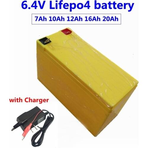 GTK rechargeable LiFepo4 6.4V 7Ah 10Ah 12Ah 16Ah 20Ah lithium battery for solar light LED lamp power tools electric toy+Charger