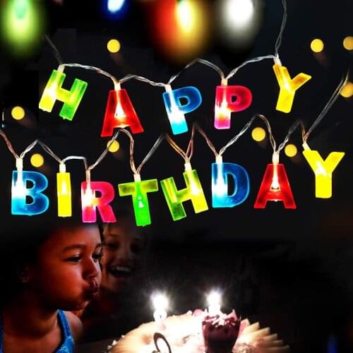 Multicolor Letter Happy Birthday Christmas 13 LED String Lights Party Lights For Birthday Holiday Bedroom Home Decoration Lamp