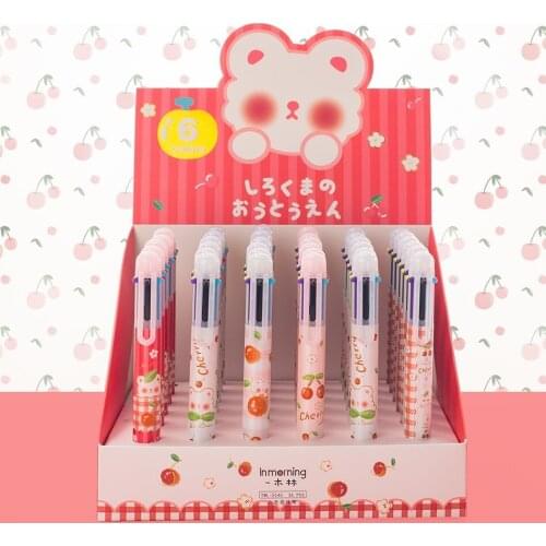 Cartoon Cheer Bear Ballpoint Pen Kawaii Korea Stationery 10 Colors Student Multi-function Pens Writing Supplies