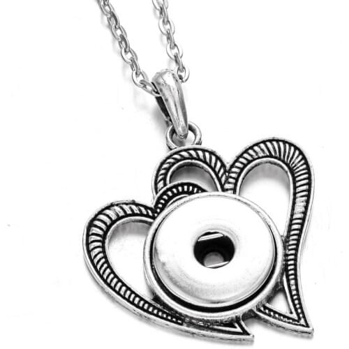 New Love heart Necklaces Snap Button Necklace Fit 18mm Snap Buttons Pendant Necklaces Women Snap Jewelry