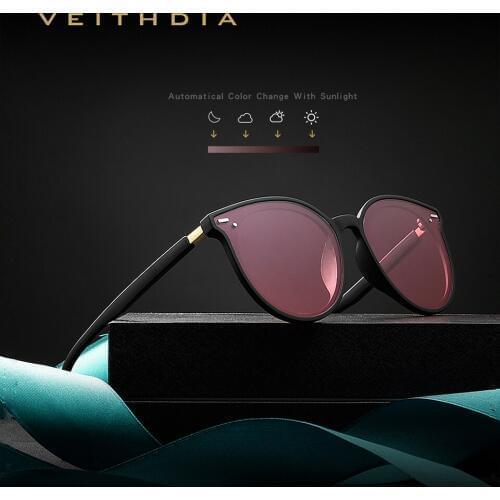 VEITHDIA Brand Photochromic Womens Sunglasses Polarized Mirror Lens Vintage Day Night Dual Sun Glasses Female For Women V8520