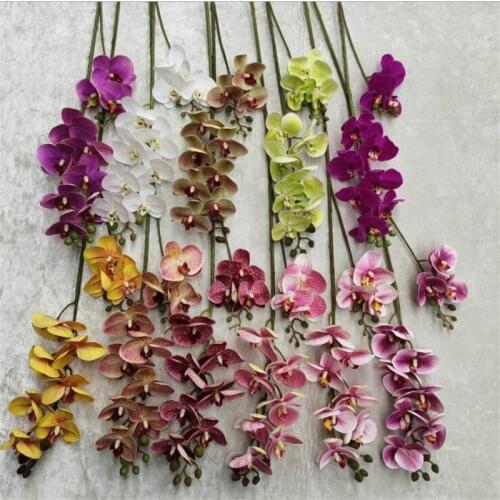 One Latex Butterfly Orchid Fake 3D Printing 10 Heads Artificial Real Touch Phalaenopsis Orchids for Wedding Floral Decoration