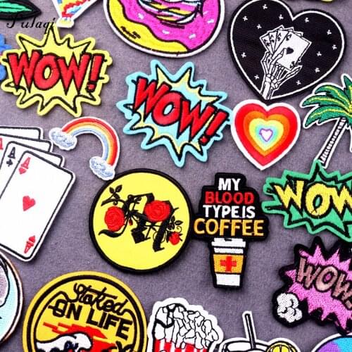 Flowers Letters Patch Iron On Patches For Clothing Rainbow Patch Embroidery Patches For Clothing Sewing Sticker On Clothes Badge