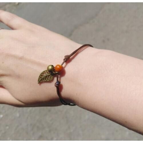 Simple Ceramic Anklets female original hand-woven fashion anklets leaf ceramic jewelry jewlries wholesale