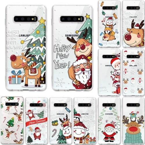 Clear Cartoon Christmas Cover For Samsung Galaxy A10 A11 M11 A20E A21S A31 A40 A50 A51 A70 A71 A91 S9 S10 S20 Plus FE TPU Case