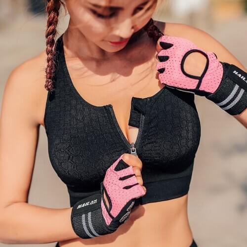 Plus Size Women Sports Bra Zipper Front Push Up Crop Top Seamless Vest Fitness Tops Gym Running Sexy Yoga Bra