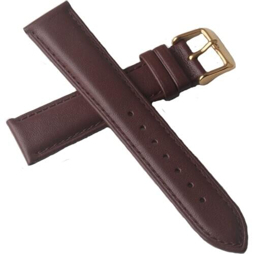 Promotion Watchbands Brown Leather Watch band strap with gold pin buckle clasp stainless steel 16mm 17mm 18mm 19mm 20mm for mens