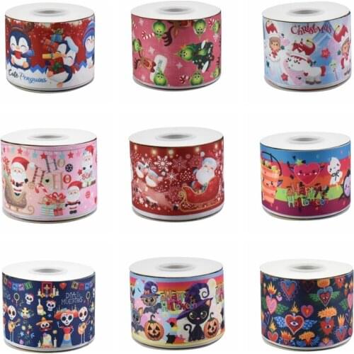 22MM 25MM 38MM 50MM 75mm Printed Pattern on Grosgrain Ribbon for diy ribbon