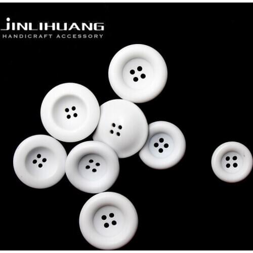 4-holes Resin Coat Buttons Matte White Bowl shape Multi-size Sewing For Jacket Cloth DIY Decor Craft Scrapbook Garment Accessory