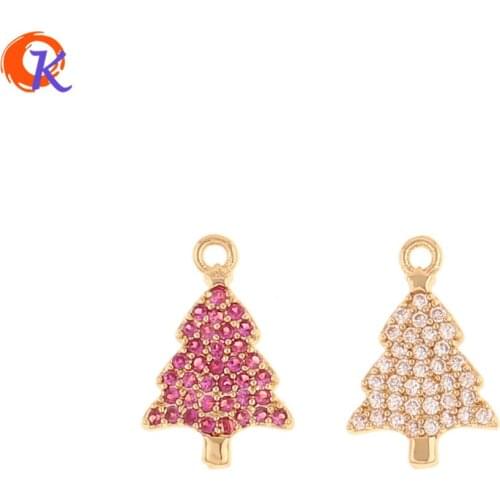 Cordial Design 10Pcs 9*14MM Jewelry Accessories/CZ Charms/Tree Shape/Genuine Gold Plating/Hand Made/DIY Parts/Earring Findings