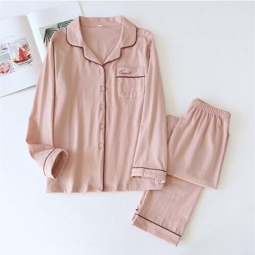 Shanghai Story Spring 2 Pieces Pajama Long Sleeve Pjs Sets Button Down Cotton Sleepwear for Women