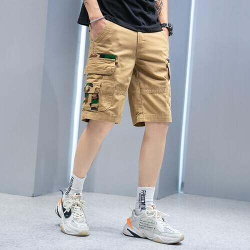 2020 Summer Mens Military Cargo Shorts Mens Casual Cotton Shorts Male Loose Multi-Pocket Shorts Homme Breeches Bermuda Shorts