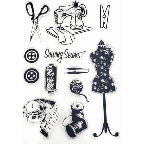 Sewing Machine Transparent Seal Silicone Clear Stamp Cutting for DIY Hand Account Greeting Card Paper Album Art Decoration