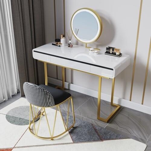 Nordic Bedroom Home Dressers Vanity Dressing Table Storage Beside Table Luxury Backrest Makeup Chair Dressing Table Furniture