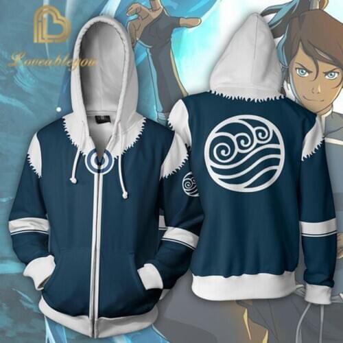 3D Print The Last Airbender Sweatshirts Casual Hip Hop Hoodie Zip Jacket Cosplay Autumn Women Mens Clothing Coat