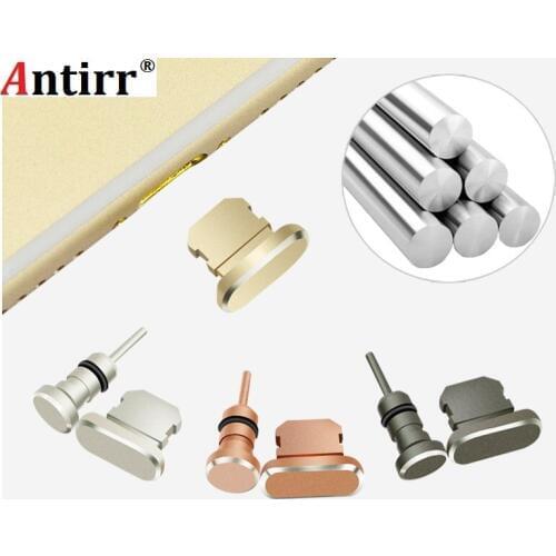 Universal Metal 3.5mm AUX Headset Jack Interface Dust plug and Mobile Phone Charge Port Stopple for IPhone 4 5 5s 6 68 8x