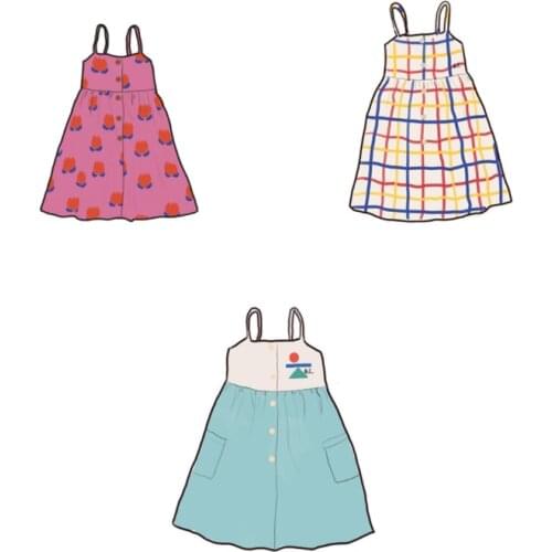 In Stocks Kids Girls Dress Bobo 2021 Summer Cute Cartoon Printed Short-sleeved Children Dresses Girl Birthday Princess Dress