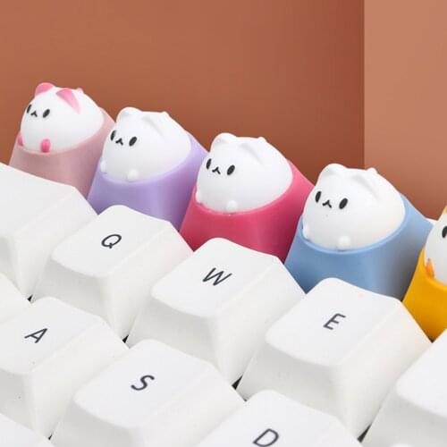 Hammer Cute Cat Design Natural Resin Keycaps For Cherry Mx Gateron Kailh Box TTC Switch Mechanical Keyboard Colorful Key Caps