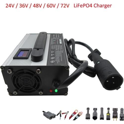 900W 24V 36V 48V 60V 72V LiFePO4 Battery Charger 29.2V 25A 43.8V 20A 58.4V 15A 73V 12A 87.6V 10A Golf Cart Forklift EZGO Charger